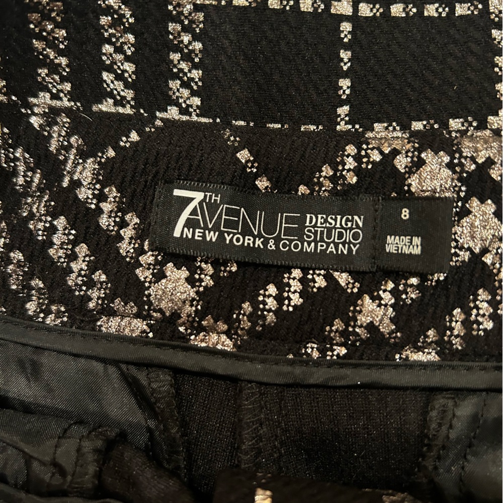 NY&CO Palazzo Pant Black Plaid Metallic 7th Avenue - Picture 10 of 15